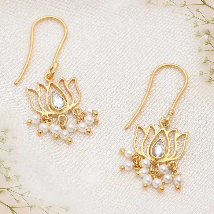 925 Sterling Silver Lotus Gold Plated Earrings