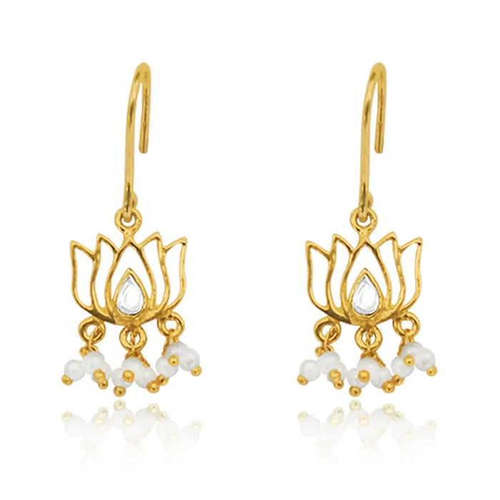 925 Sterling Silver Lotus Gold Plated Earrings