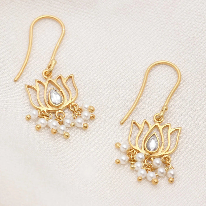 925 Sterling Silver Lotus Gold Plated Earrings