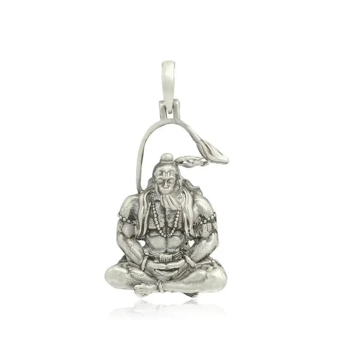 925 Sterling Silver Meditating Shri Hanuman Ji Pendant