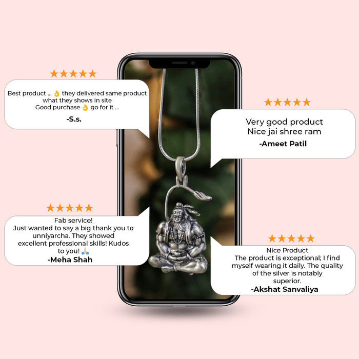 925 Sterling Silver Meditating Shri Hanuman Ji Pendant