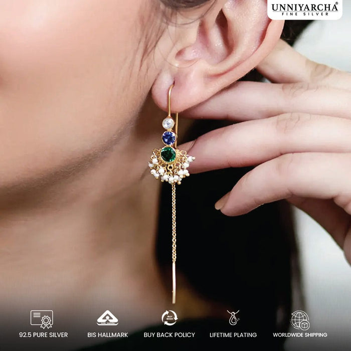 Multicolor enamel Sui Dhaga earrings handcrafted in 92.5 silver with vibrant floral accents