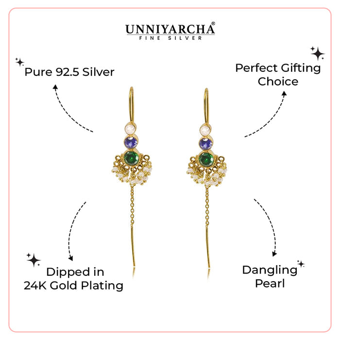92.5 Sterling Silver Multicolor Sui Dhaga Earrings