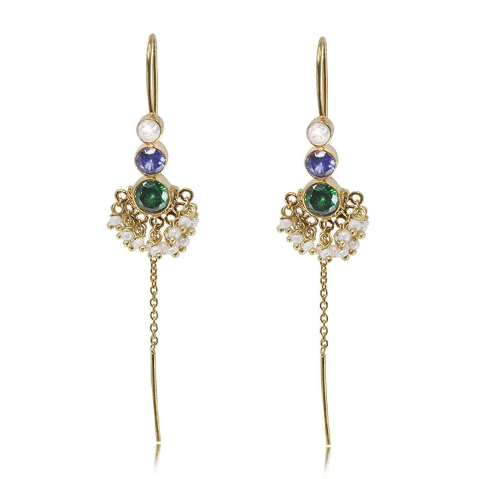 92.5 Sterling Silver Multicolor Sui Dhaga Earrings