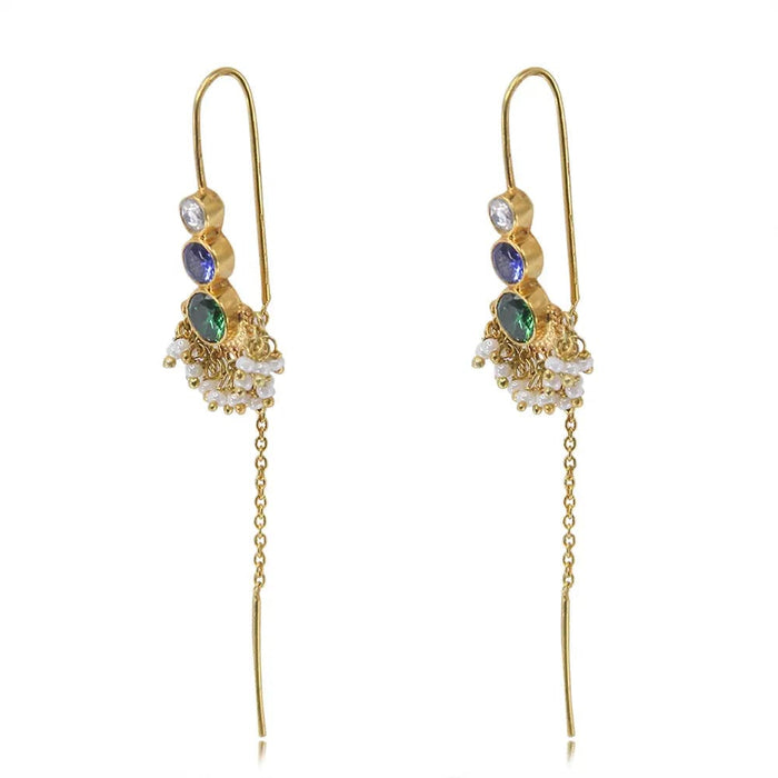 92.5 Sterling Silver Multicolor Sui Dhaga Earrings