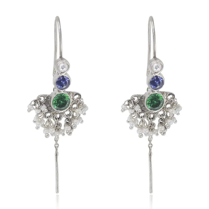 92.5 Sterling Silver Multicolor Sui Dhaga Earrings
