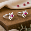 92.5 Sterling Silver Pink stone Toe ring