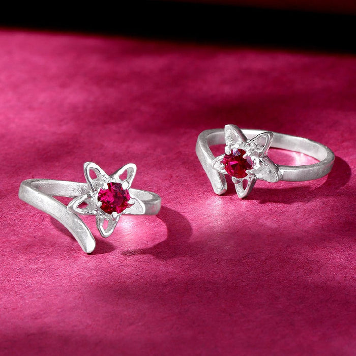 92.5 Sterling Silver Pink stone Toe ring