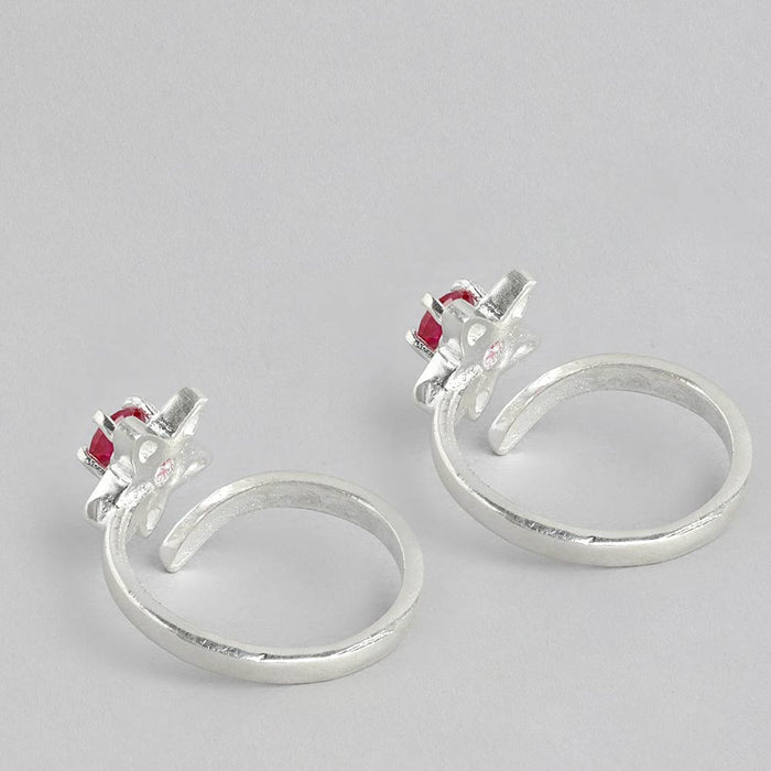 92.5 Sterling Silver Pink stone Toe ring
