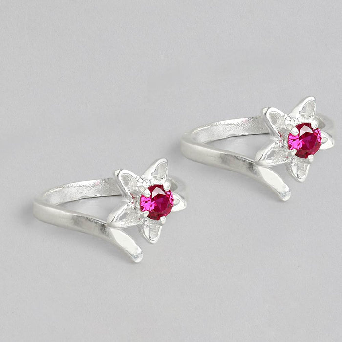 92.5 Sterling Silver Pink stone Toe ring