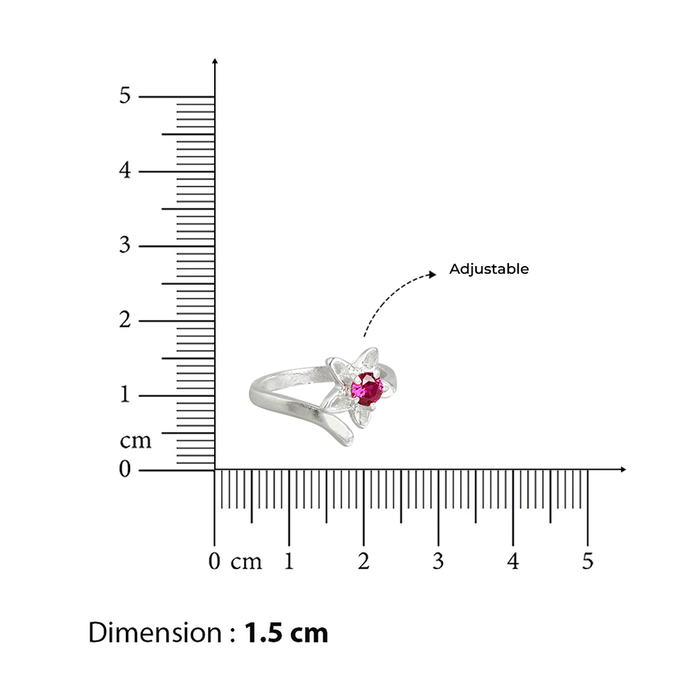 92.5 Sterling Silver Pink stone Toe ring