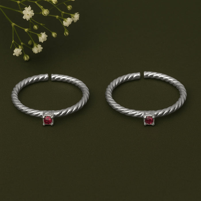 92.5 Sterling Silver Red Toe Ring