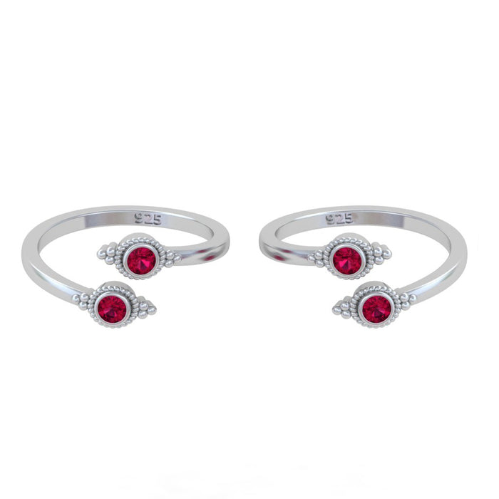 92.5 Sterling Silver Red Toe Ring