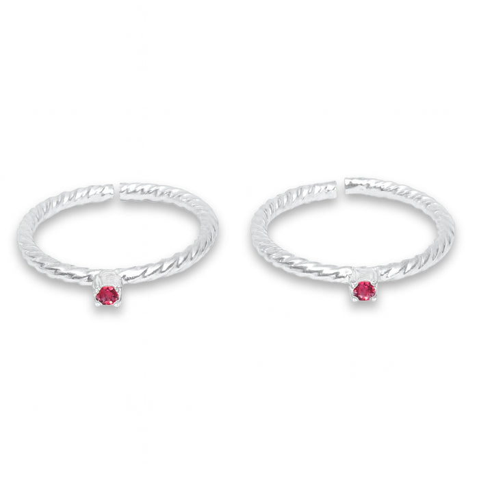 92.5 Sterling Silver Red Toe Ring