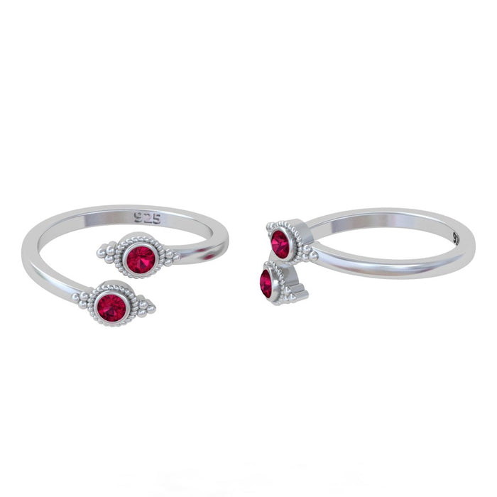92.5 Sterling Silver Red Toe Ring