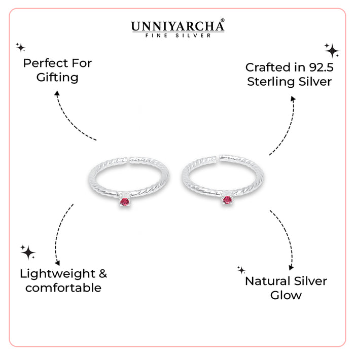 92.5 Sterling Silver Red Toe Ring