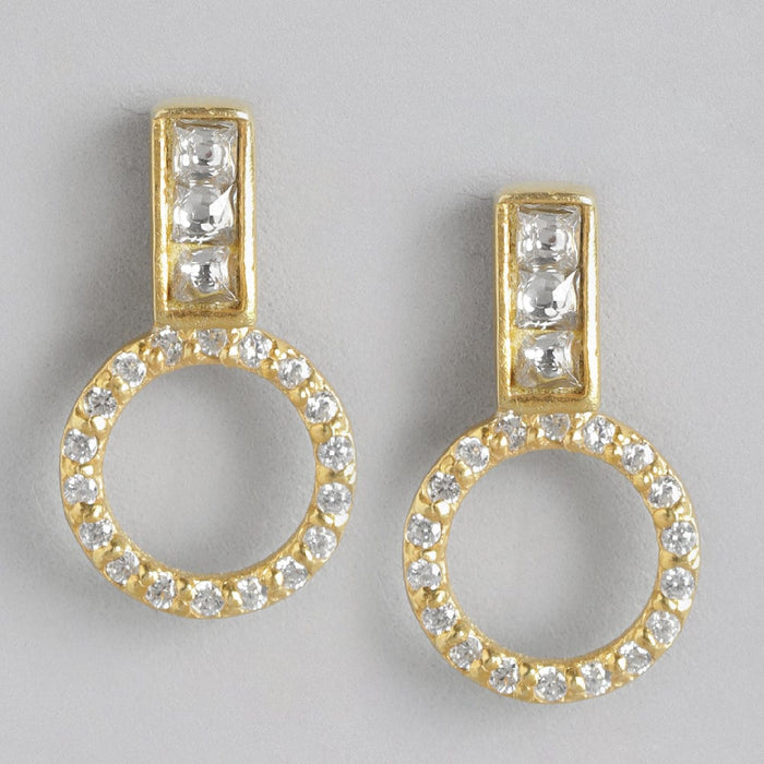92.5 Sterling Silver Round Zircon Stud Earrings
