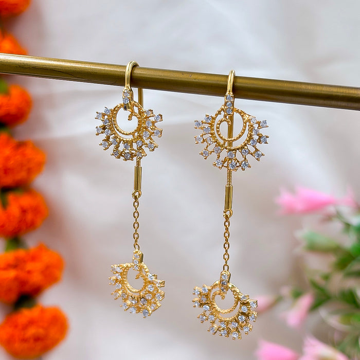92.5 Sterling Silver Sparkling Zircon Sui Dhaga Earrings