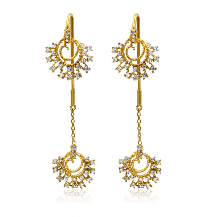 92.5 Sterling Silver Sparkling Zircon Sui Dhaga Earrings