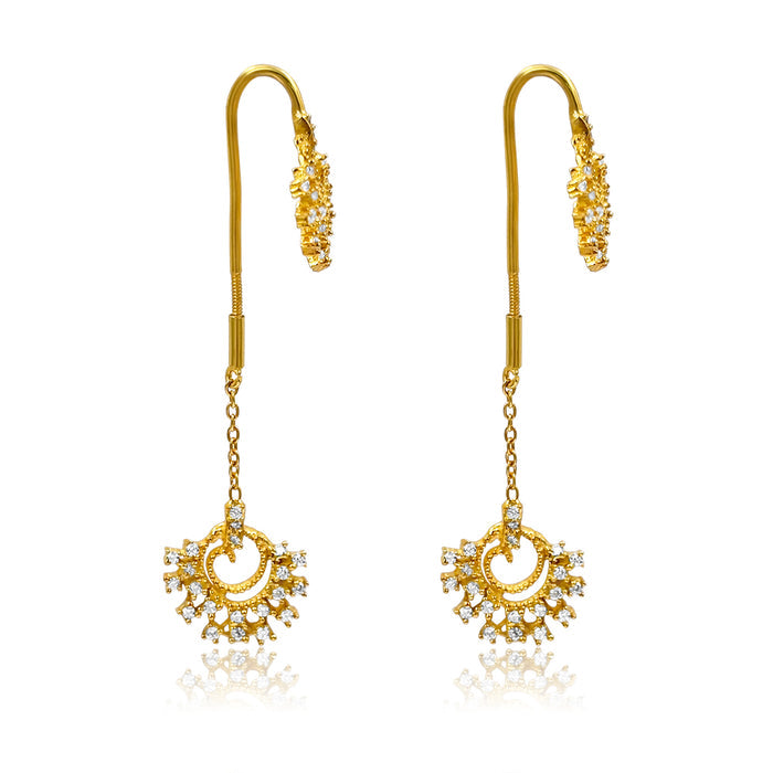 92.5 Sterling Silver Sparkling Zircon Sui Dhaga Earrings