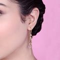 92.5 Sterling Silver Sui Dhaga Earing With Amethyst And Polki Drops