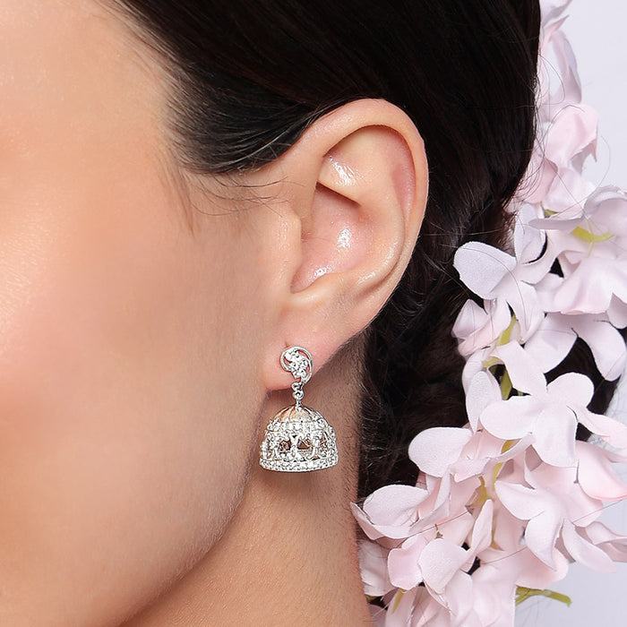 92.5 sterling silver zircon pearl earring