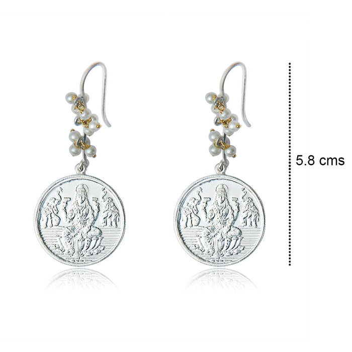 999 Silver Lakshmi Coin Pearl Earring