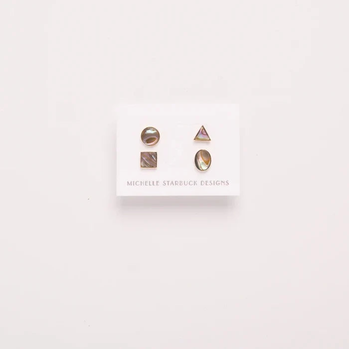 abalone shape studs set