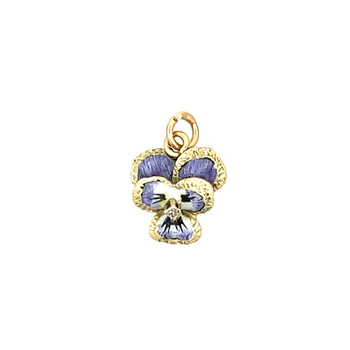 Antique Victorian Pansy Charm in 14k Yellow Gold