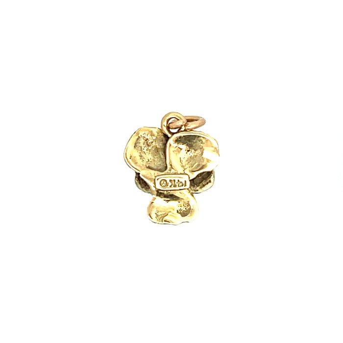Antique Victorian Pansy Charm in 14k Yellow Gold