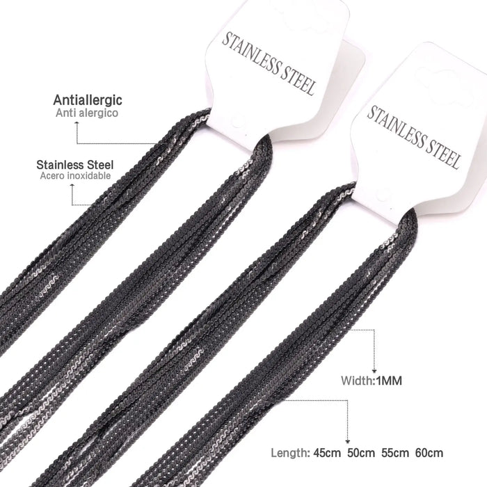 ASON 10pcs / 2mm*45cm 50cm 55cm 60cm S-Shape Stainless Steel Chains asonjewelry