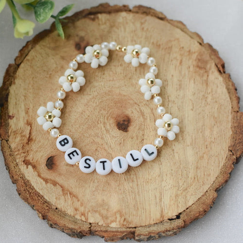 "Be Still" Flower Bracelet