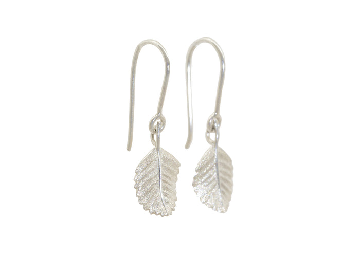 Beech Leaf Earrings, Sterling Silver
