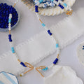 Blue and White Bow Necklace