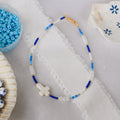 Blue and White Cross Anklet