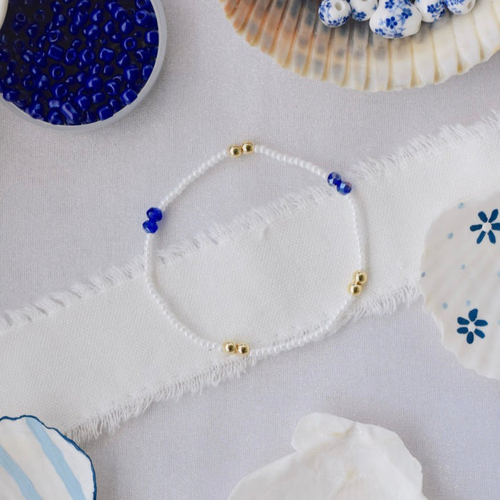 Blue, White, and Gold Stackable Bracelet