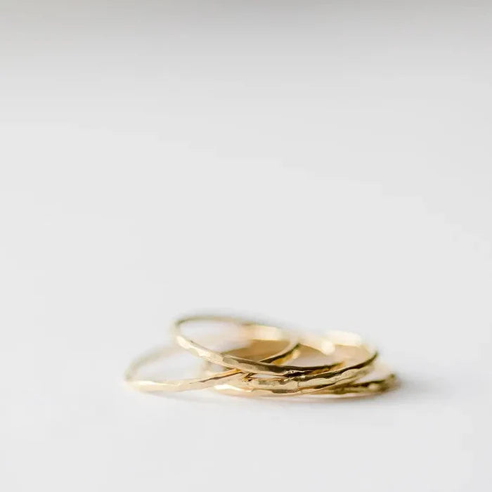 brass hammered stacking ring