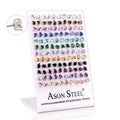 Card Holder Gold/Steel with Teardrop Diamonds Mixed Color Stud Earrings asonjewelry