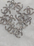 CC Rhinestone silver -Metal Charm Pendant