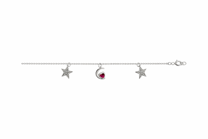 Celestial Heart Charm Bracelet – 925 Silver