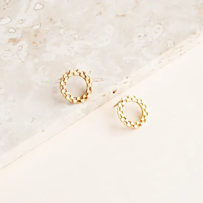 checkered circle studs