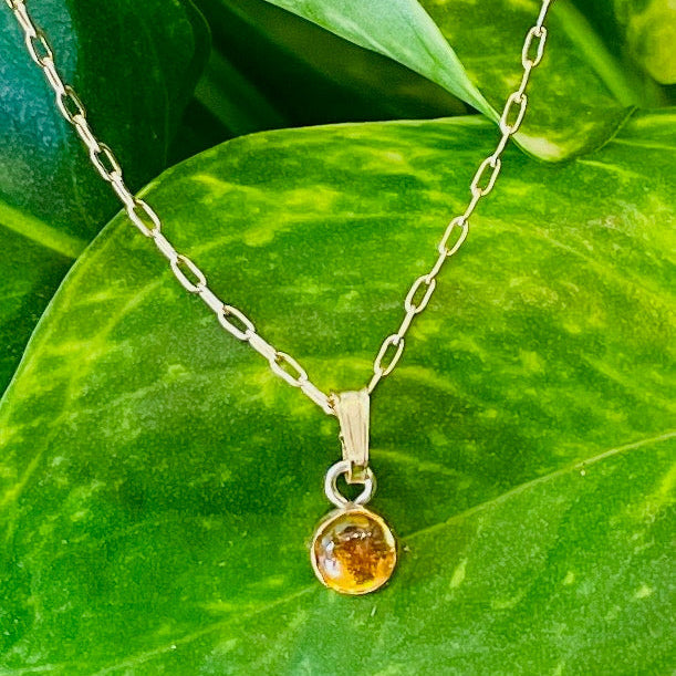 citrine tiny charm necklace