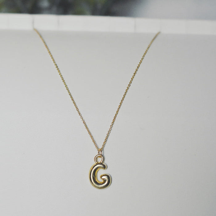 Classic Bubble Letter Initial Necklace