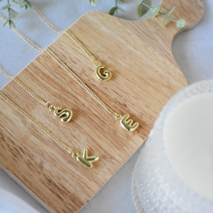 Classic Bubble Letter Initial Necklace