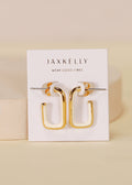 cream enamel large rectangle gold hoop earrings