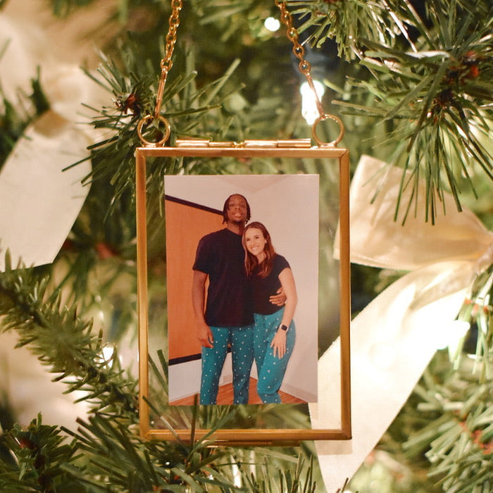 Custom Photo Gold Frame Ornament