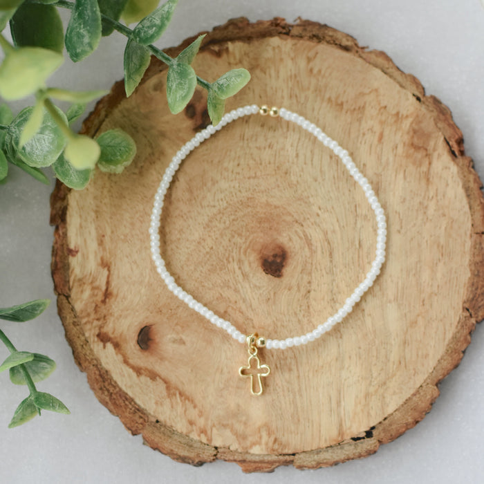 Dainty Good News Cross Bracelet