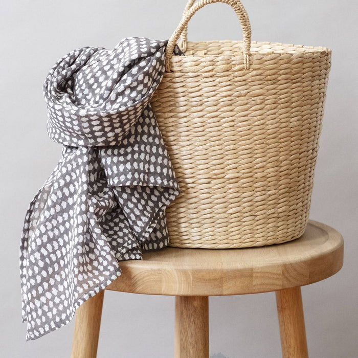 dark gray/white dot block printed scarf