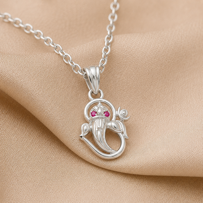 Divine Grace 925 Silver Ganesha Pendant Necklace
