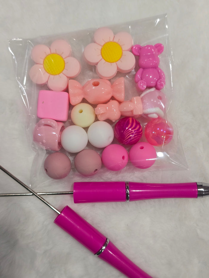 DIY Beadable pens Kit Pink